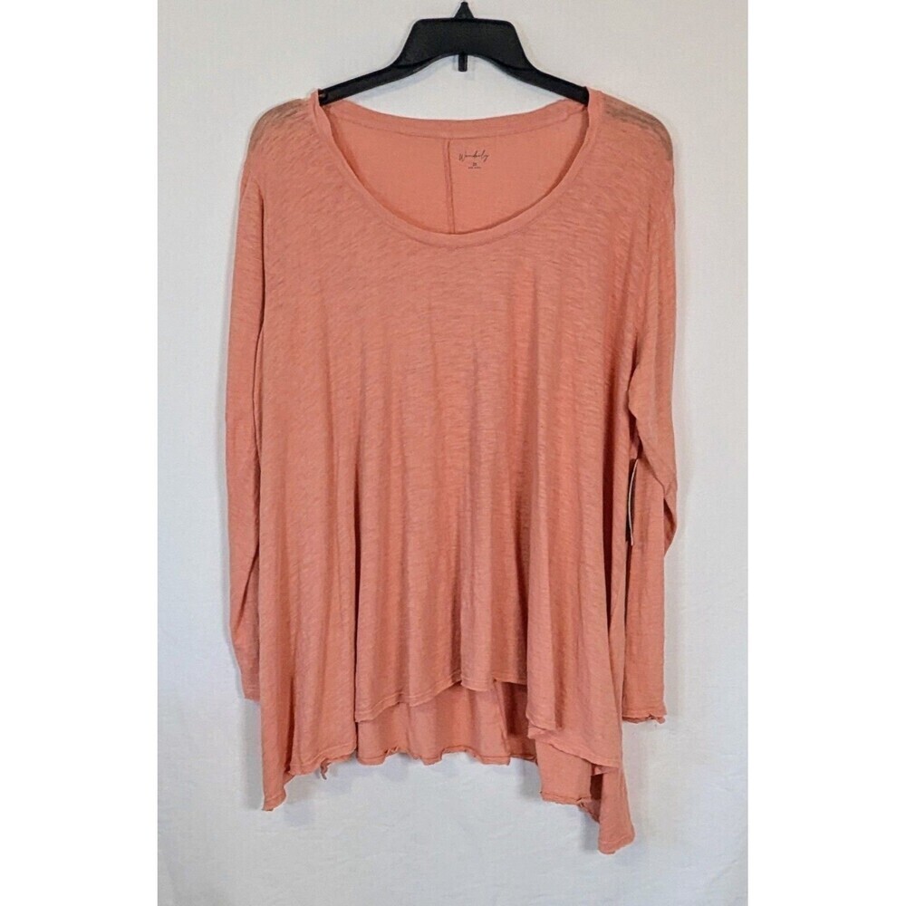 Wonderly Plus Size 2X Cotton Tunic Blouse Dusty Rose Soft Knit NWT